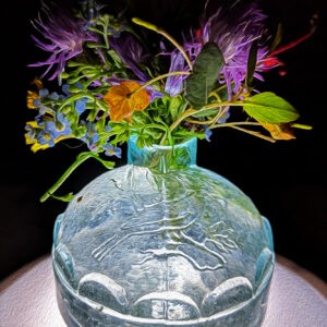 Bird Ink Bottle and Mixed Flowers