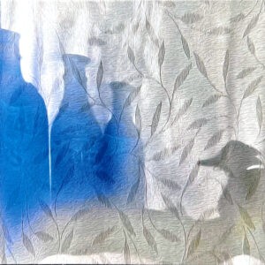 Cobalt Duck and Curtain Notecards